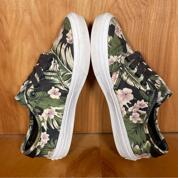 Womens 6.5 Vans Off The Wall Floral Sneakers Green White SEF1145 - Picture 6 of 8